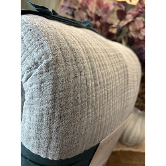 Full/Queen Textured Chambray Cotton Comforter & Sham Set Dark Teal Blue NEW - Picture 9 of 9